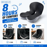 Memory foam ergonomic seat cushion for long sitting