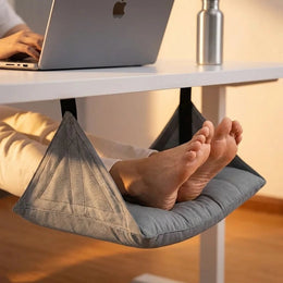Under desk foot hammock for comfortable office sitting